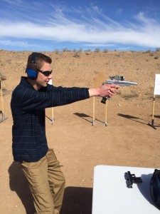 Tyler practicing with the STI open gun